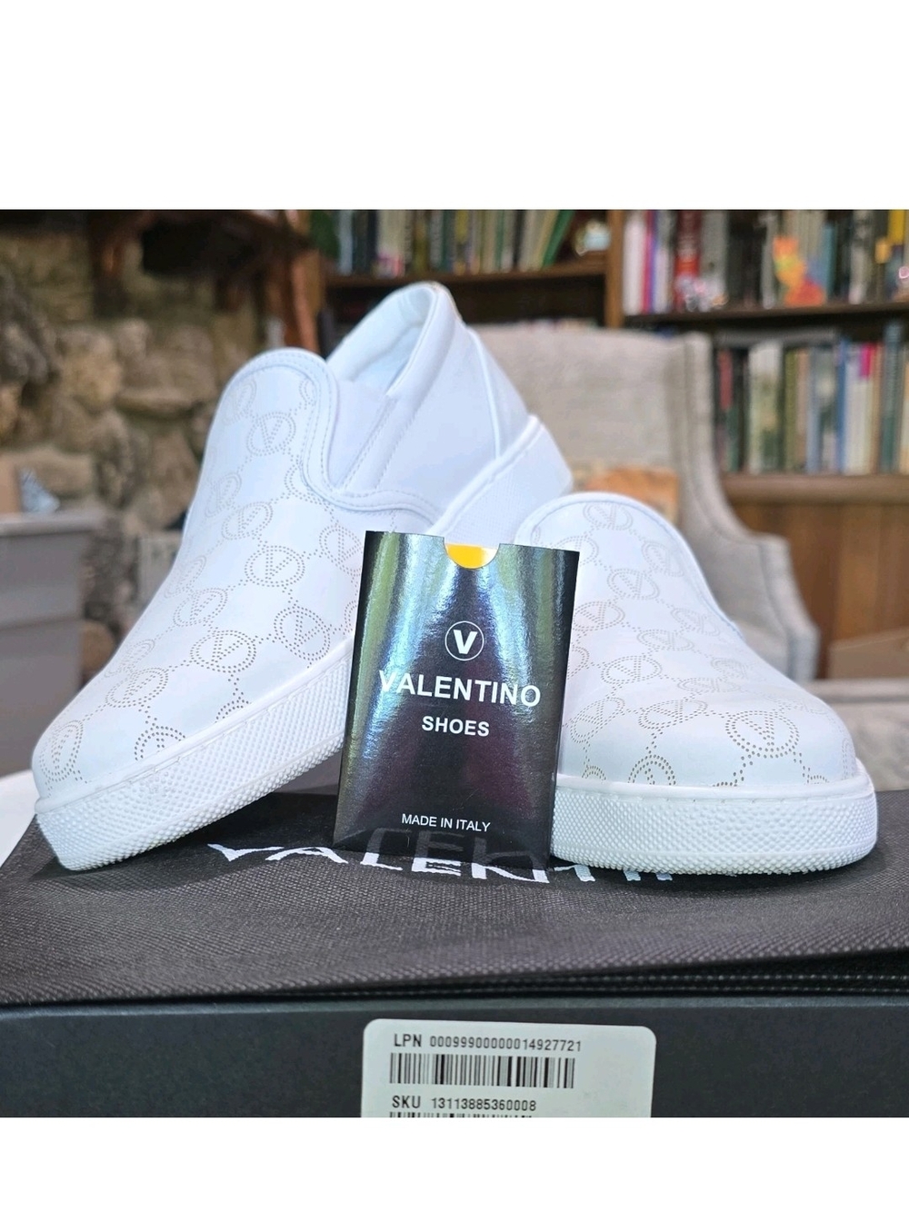 Valentino White Logo Slip-On Sneakers - Picture 6 of 7